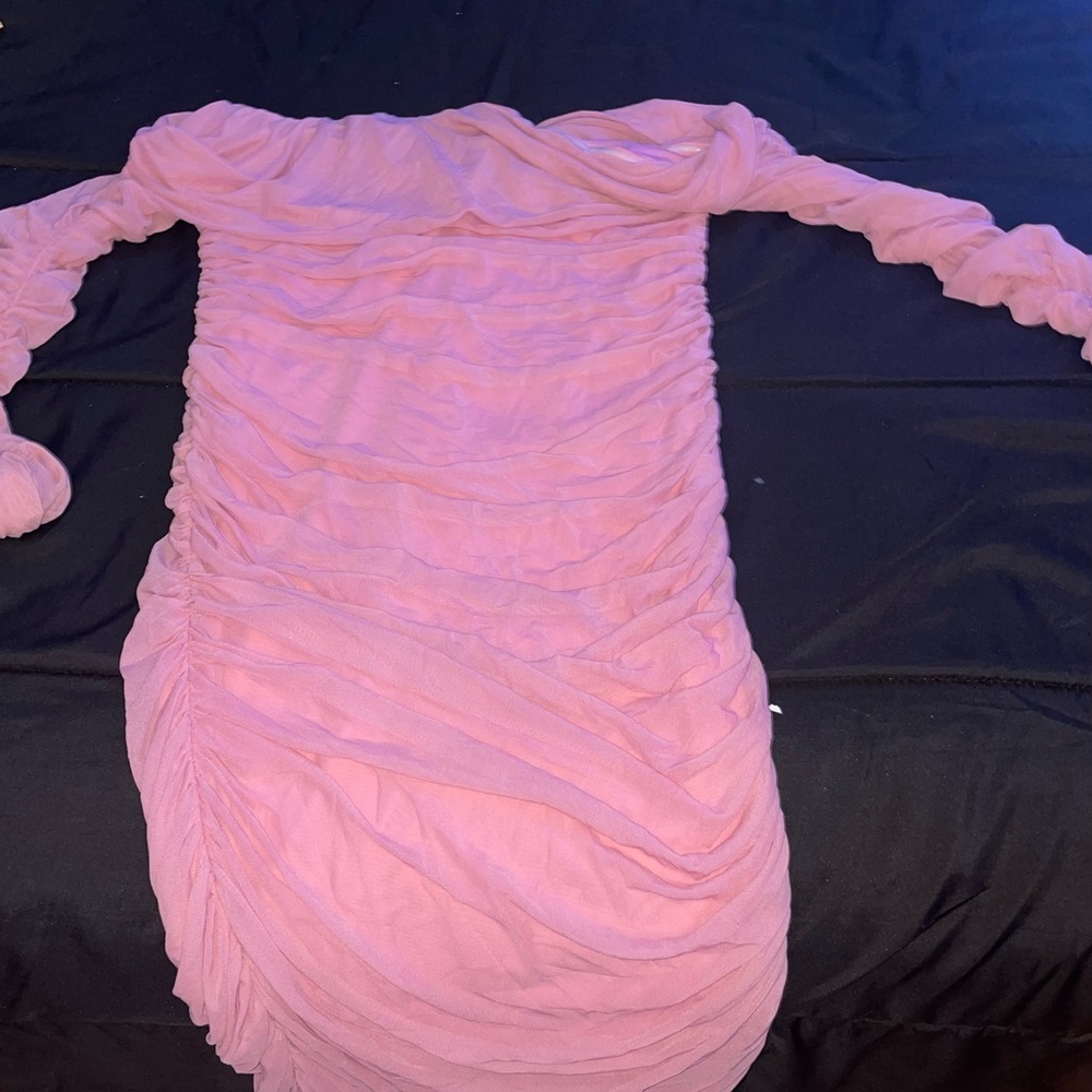 A pink ruffle dress